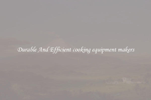 Durable And Efficient cooking equipment makers
