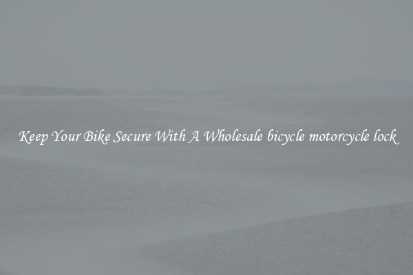 Keep Your Bike Secure With A Wholesale bicycle motorcycle lock