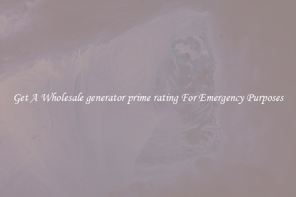 Get A Wholesale generator prime rating For Emergency Purposes