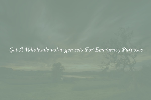 Get A Wholesale volvo gen sets For Emergency Purposes